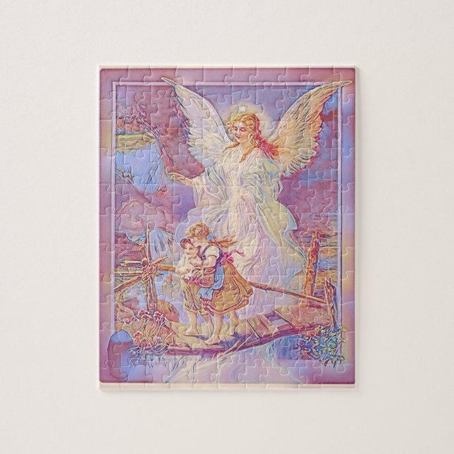 Puzzle Ange gardien, enfants et pont au pastel (Vertical)