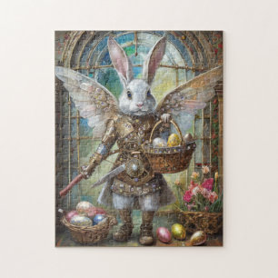 Puzzle ange guerrier lapin de Pâques steampunk