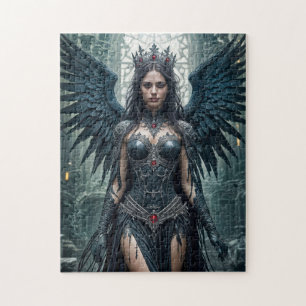 Puzzle Ange Noir Gothique dans une Salle Ancienne