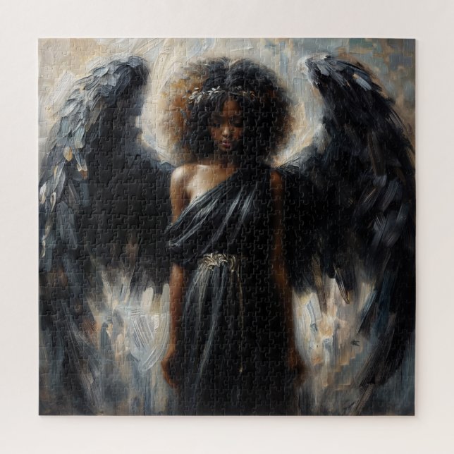 Puzzle Angel de fille noire avec ailes foncées (Vertical)