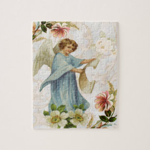 Puzzle Angel Et Fleurs