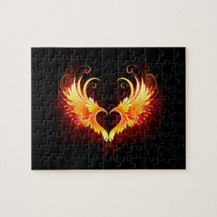 Puzzle Angel Fire Heart with Wings