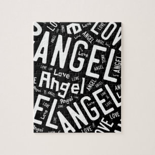 Puzzle Angel Love Dove, Blanc sur Noir