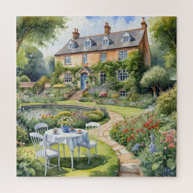 Puzzle Anglais Country House Summer Flower Garden (Vertical)
