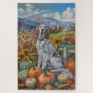Puzzle Anglais Setter Chien Automne Moisson Thanksgiving