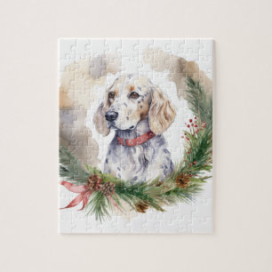 Puzzle Anglais Setter Christmas Wreath Festive Pup