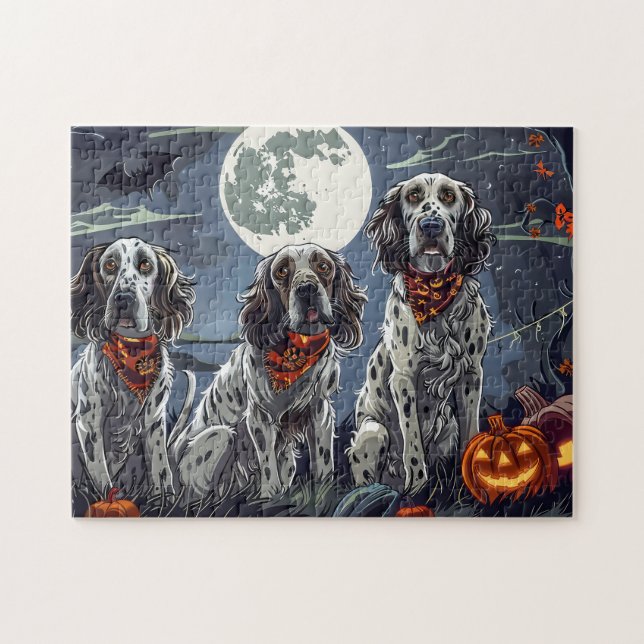 Puzzle Anglais Setter Halloween Éffrayant (Horizontal)