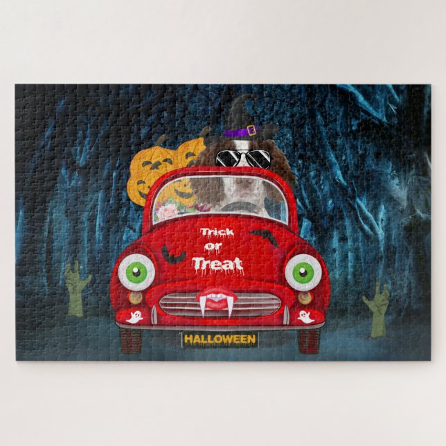 Puzzle Anglais Springer Spaniel chien Voiture Effrayant H (Horizontal)