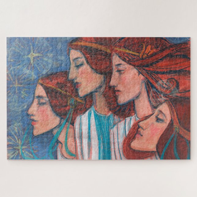 Puzzle Angles Art Nouveau Gingembre Auburn Red Hair Femme (Horizontal)