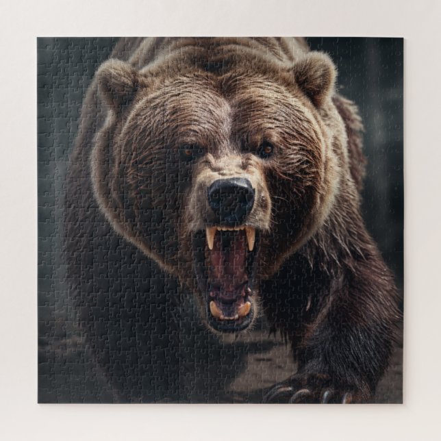 Puzzle Angry Grizzly Oear Faune Portrait animal (Vertical)