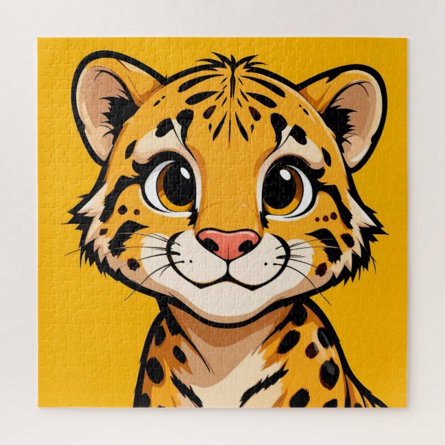 Puzzle Animal Bébé Guépard de Dessin Animé Pour En (Vertical)