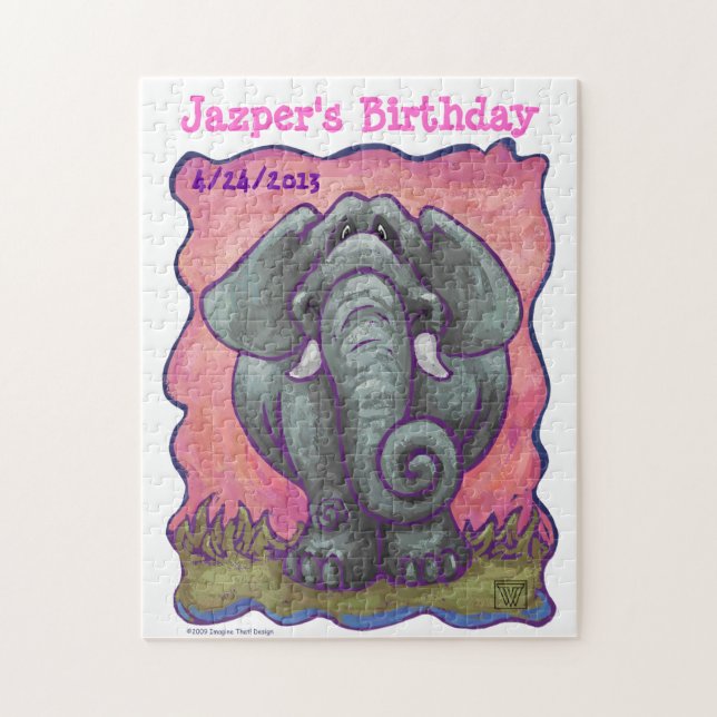 Puzzle Animal Parade Elephant Personnalisé Anniversaire P (Vertical)