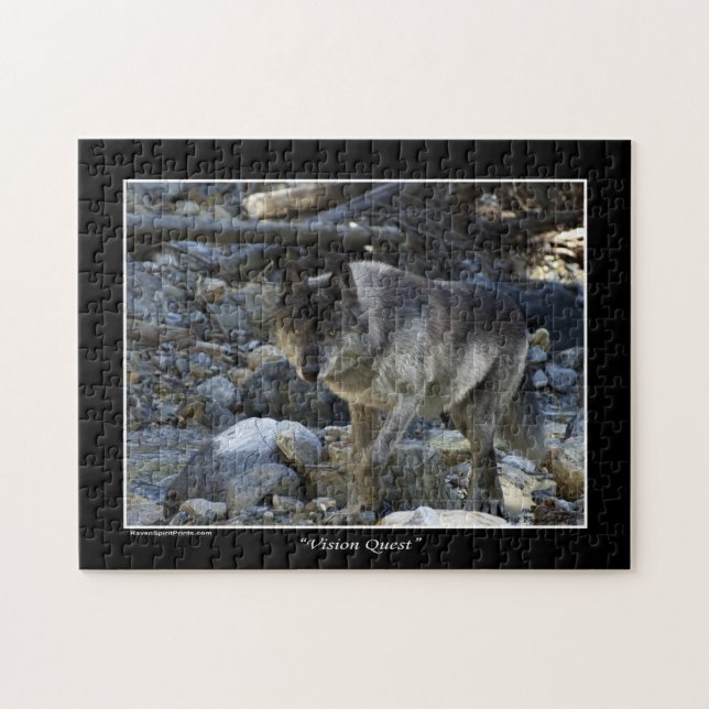 Puzzle animal sauvage du loup gris (Horizontal)