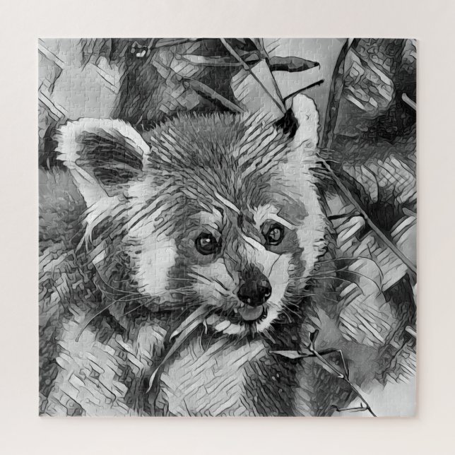 Puzzle AnimalArtBW_RedPanda_003 (Vertical)