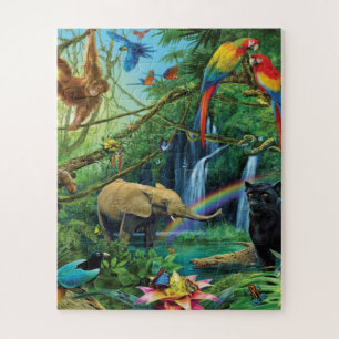 Puzzle Animals living together throw pillow