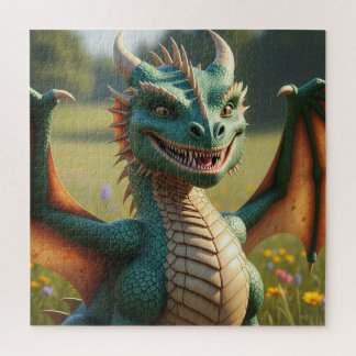 Puzzle Animated dragon with a playful expression