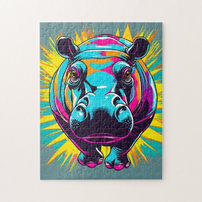 Puzzle Animau hippo vibrant (Vertical)