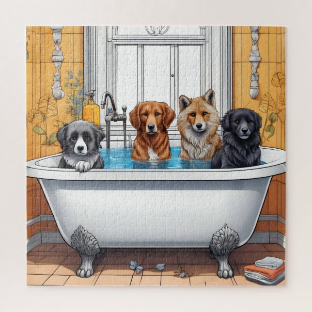 Puzzle Animaux amusants dans le bain (Vertical)
