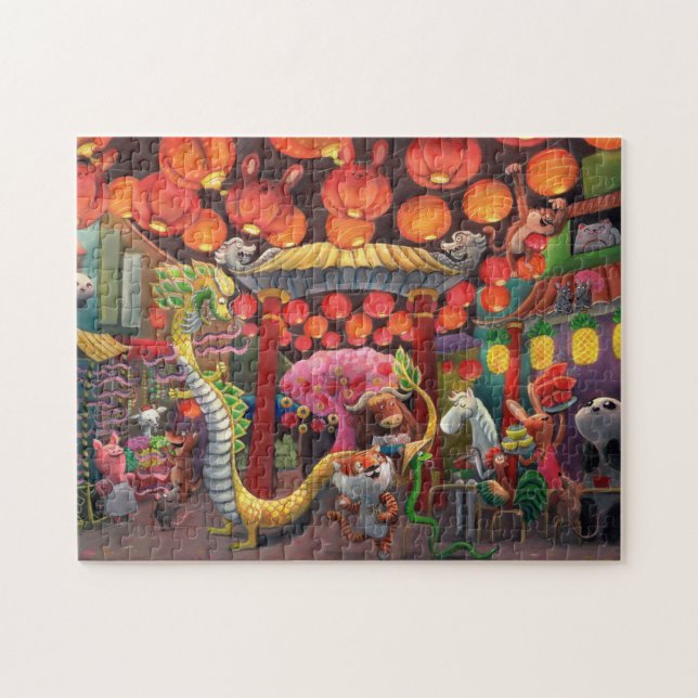 Puzzle Animaux dans la ville de la Chine (Horizontal)