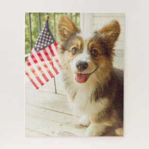 Puzzle Animaux de bébés cutest American Flag Corgi
