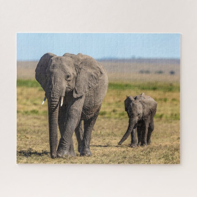 Puzzle Animaux de bébés cutest | Eléphant mère & bébé (Horizontal)