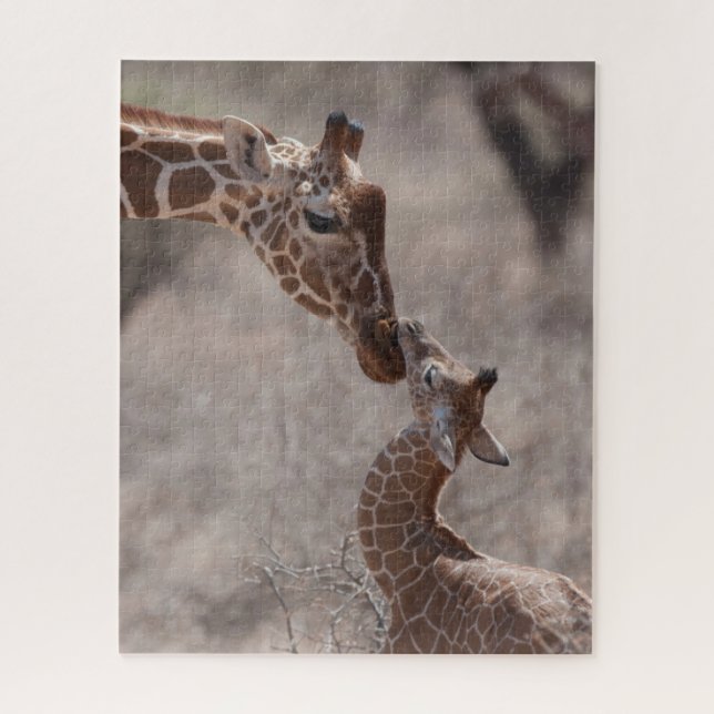 Puzzle Animaux de bébés cutest | Giraffe mère et bébé (Vertical)