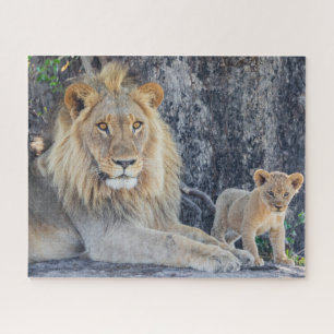 Puzzle Animaux de bébés cutest   Lion Dad & Cub