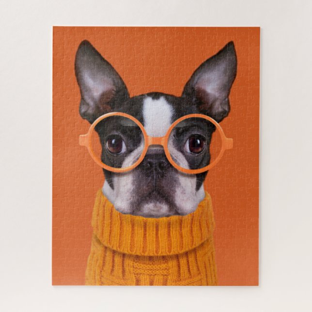 Puzzle Animaux de bébés cutest | Orange Boston Terrier (Vertical)