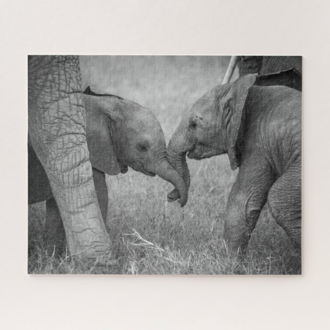 Puzzle Animaux de bébés cutest | Salutation des éléphants (Horizontal)