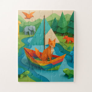 Puzzle Animaux pliés de la forêt – Faune colorée d'origam