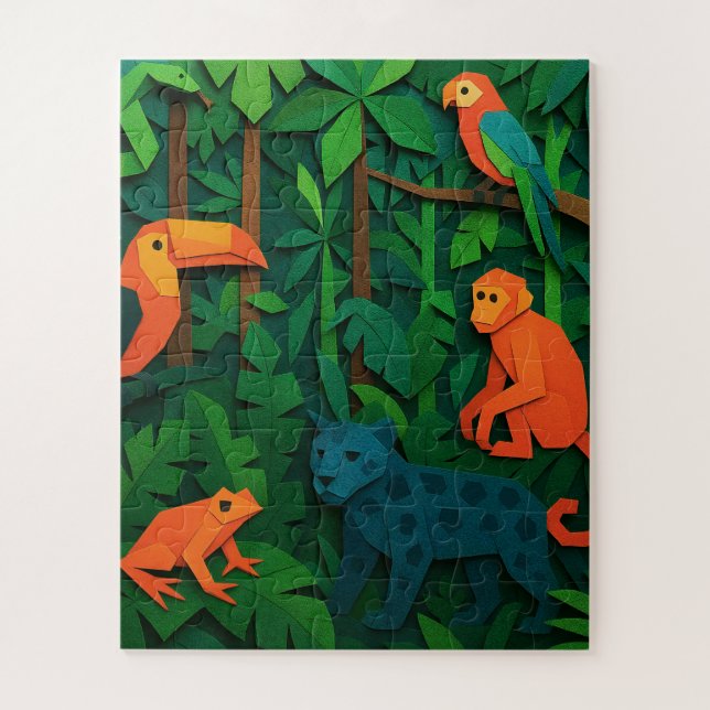 Puzzle Animaux pliés de la forêt – Faune tropicale de la  (Vertical)