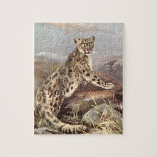 Puzzle Animaux sauvages vintage, Léopard des neiges par C
