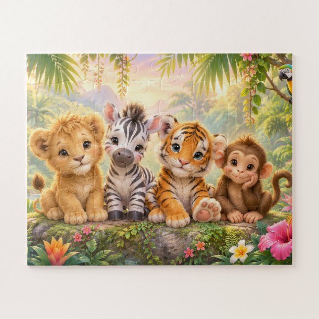 Puzzle Animaux Tropicaux Bébés Jungle Vibrante (Horizontal)