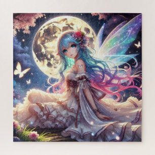 Puzzle Anime Girl Moon Fairy Princesse dans le jardin