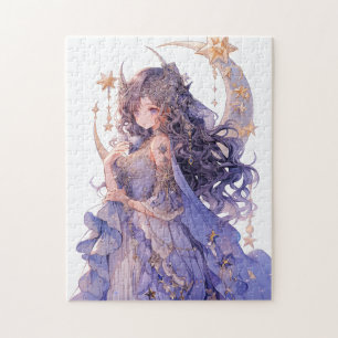 Puzzle Anime Girl Purple Moon Princess Imaginaire Art