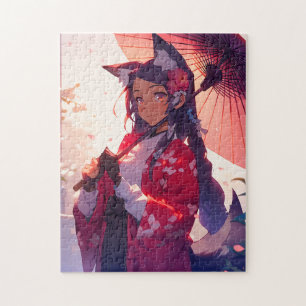 Puzzle Anime Kitsune Girl Cute Fox Imaginaire Art