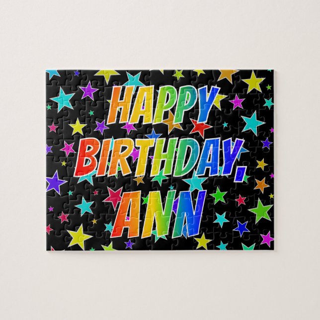 Puzzle "ANN" Prénom, Amusant "HEUREUX ANNIVERSAIRE" (Horizontal)