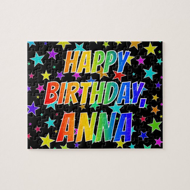 Puzzle "ANNA" Prénom, Amusant "HEUREUX ANNIVERSAIRE" (Horizontal)