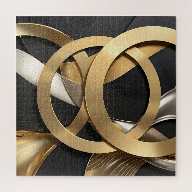 Puzzle Anneaux d'or Art Abstrait - Design moderne de luxe (Vertical)