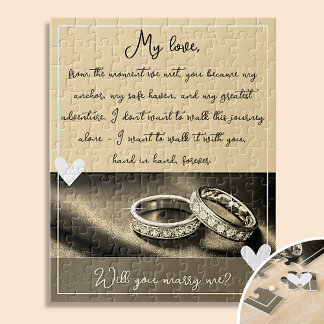 Puzzle Anneaux d'or Proposition de mariage Me marierez-vo