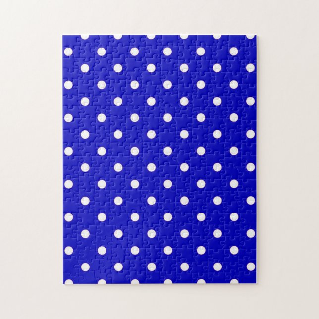 Puzzle années 50 bleu avec des points blancs (Vertical)