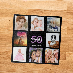 Puzzle Anniversaire 50 photo collage noir femme