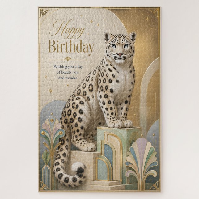 Puzzle Anniversaire de la Panthère des Neiges Dorée Éléga (Vertical)