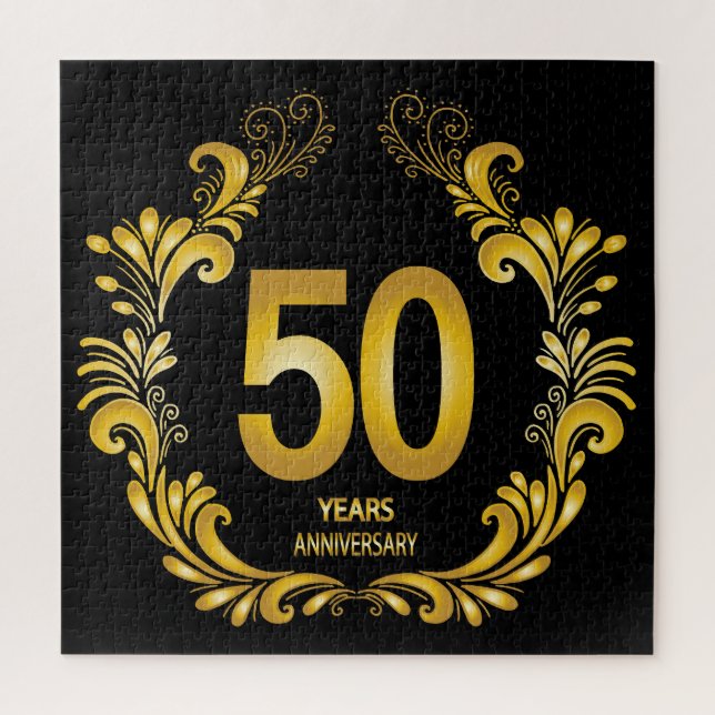 Puzzle Anniversaire de la Parties scintillant d'or de 50  (Vertical)