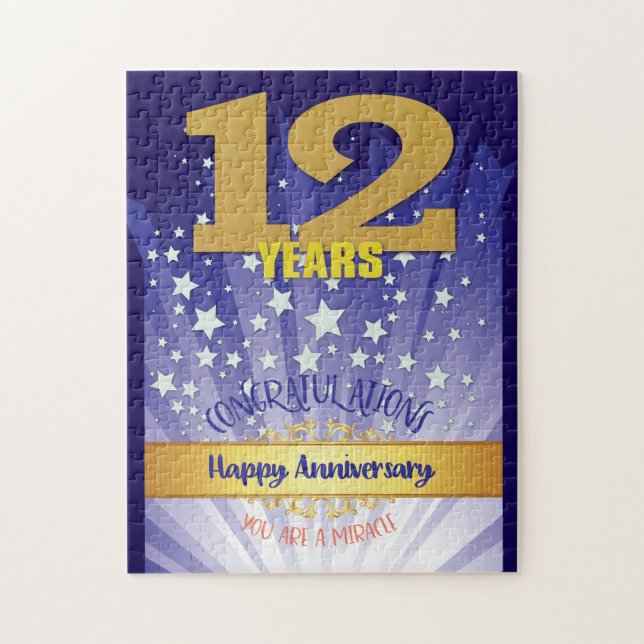 Puzzle Anniversaire de récupération de 12 ans chiffre gra (Vertical)