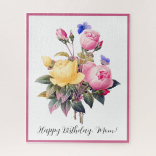 Puzzle Anniversaire Floral rose Roses Jaunes Violet Papil