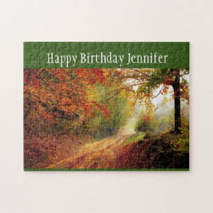 Puzzle Anniversaire Nom personnalisé Automne Chemin fores
