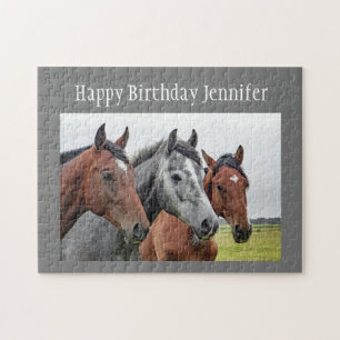 Puzzle Anniversaire Nom personnalisé Chevaux Chevaux Chev