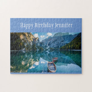 Puzzle Anniversaire Nom personnalisé Mountain Lake Canoe