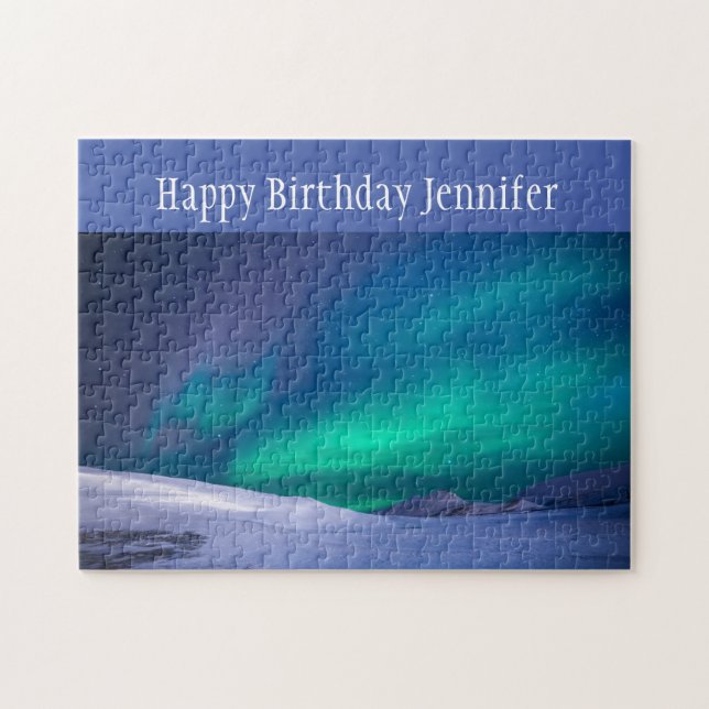 Puzzle Anniversaire Nom personnalisé Northern Lights Auro (Horizontal)